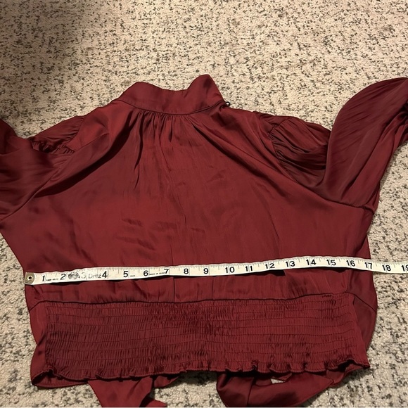 Zara Red Open Back Long Sleeve Cropped Blouse Size Medium - Picture 8 of 9